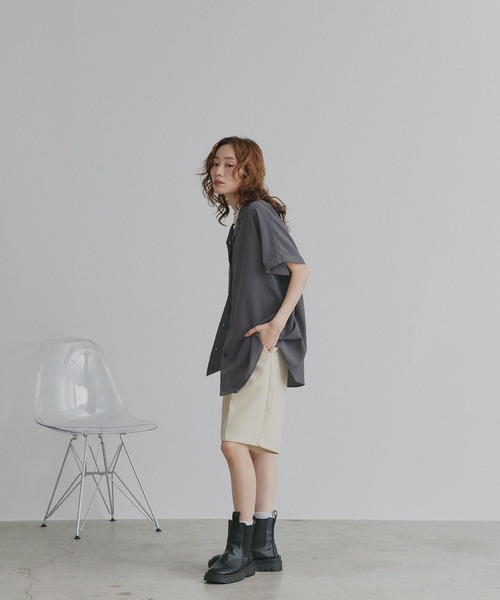 ad thie（アドティエ）の「ジョーゼットオープンカラー シャツ（シャツ/ブラウス・レディース・ライトブルー/チャコール/オフホワイト/ブラック・FREE）」の18枚目の写真