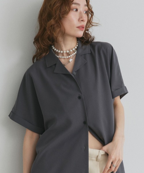 ad thie（アドティエ）の「ジョーゼットオープンカラー シャツ（シャツ/ブラウス・レディース・ライトブルー/チャコール/オフホワイト/ブラック・FREE）」の20枚目の写真