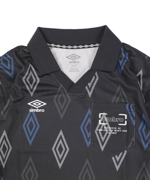 UMBRO（アンブロ）の「【T21】【umbro/アンブロ】【umbro/アンブロ】DIAMOND TRACK JACKET ダイヤモンドパターン ロングスリーブ ゲームシャツ UMB253（ポロシャツ・メンズ・ブラック・X-LARGE/LARGE/MEDIUM）」の2枚目の写真