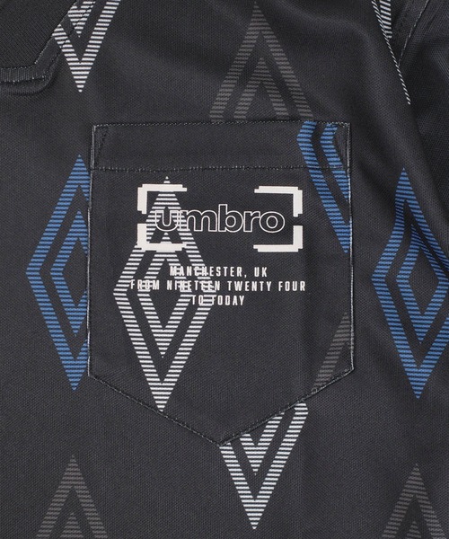 UMBRO（アンブロ）の「【T21】【umbro/アンブロ】【umbro/アンブロ】DIAMOND TRACK JACKET ダイヤモンドパターン ロングスリーブ ゲームシャツ UMB253（ポロシャツ・メンズ・ブラック・X-LARGE/LARGE/MEDIUM）」の4枚目の写真