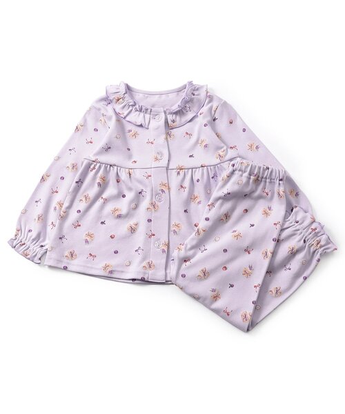 Ampersand(アンパサンド)の「【リンク】カップケーキ柄フリルスムース長袖パジャマ(ルームウェア/パジャマ・キッズ・ラベンダー/アイボリー・140/130/120/110/100/90/80)」の2枚目の写真