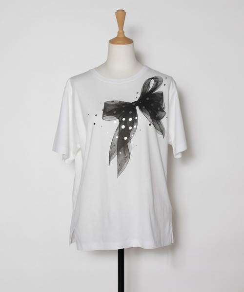 STRAWBERRY-FIELDS(ストロベリーフィールズ)の「ソフティースムース_リボンプリントTシャツ(Tシャツ/カットソー・レディース・オフホワイト・2)」の8枚目の写真