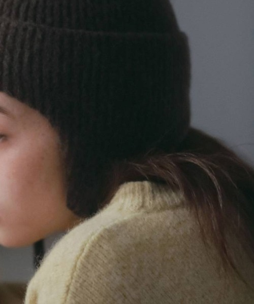 CANAL JEAN(キャナルジーン)の「anuke Ribknit Flight Cap リブニットフライトキャップ/62621020(ニットキャップ/ビーニー・レディース・ベージュ/チャコールグレー/ブラウン・ONE SIZE)」の4枚目の写真