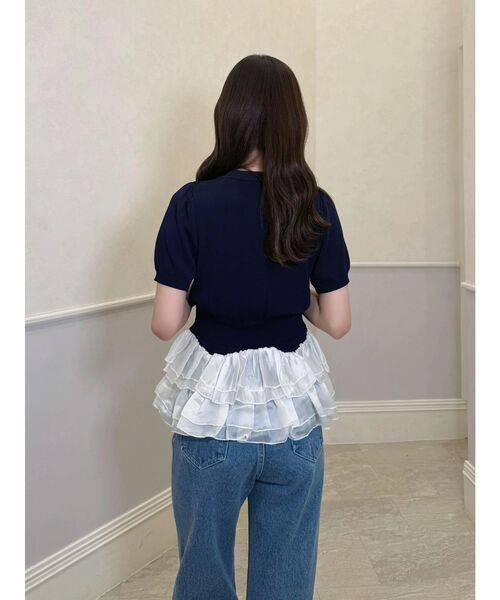 MERCURYDUO(マーキュリーデュオ)の「半袖ビジューボタンカーデ(カーディガン/ボレロ・レディース・イエロー/アイボリー/ネイビー・FREE)」の21枚目の写真