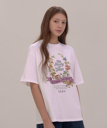 Oversized Floral Digital Print Short Sleeve Tee (white)