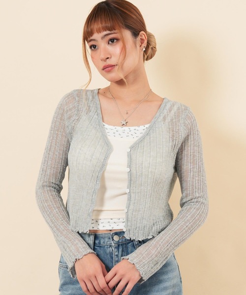 anap mimpi（アナップミンピ）の「シアーニットカーディガン（カーディガン/ボレロ・レディース・グレー/ブラック・F）」の3枚目の写真