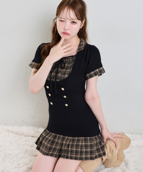 one after another NICE CLAUP(ワンアフターアナザーナイスクラップ)の「ナポレオンミニワンピース(ワンピース・レディース・アイボリー/ベージュ/ブラック・MEDIUM/SMALL)」の8枚目の写真