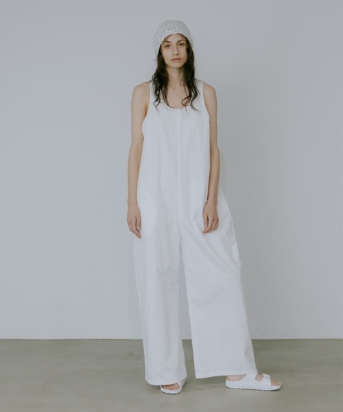 lit(リット)の「Twill Cocoon Wide Salopette(サロペット/オーバーオール・レディース・オフホワイト/ブラック・38/36)」の1枚目の写真