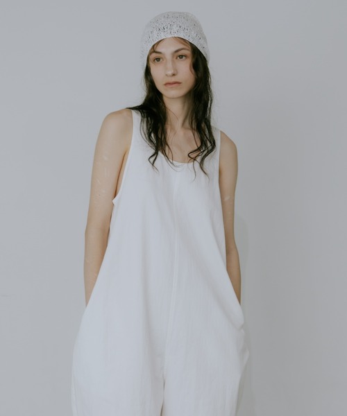 lit(リット)の「Twill Cocoon Wide Salopette(サロペット/オーバーオール・レディース・オフホワイト/ブラック・38/36)」の4枚目の写真