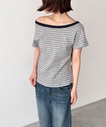 El mar リンガーボーダーオフショルTシャツ
