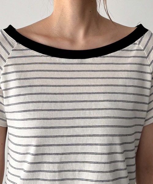 CANAL JEAN(キャナルジーン)の「El mar リンガーボーダーオフショルTシャツ(Tシャツ/カットソー・レディース・ヘザーグレー/アイボリー/ブラック・ONE SIZE)」の12枚目の写真