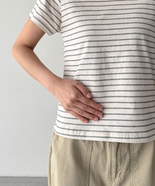 CANAL JEAN(キャナルジーン)の「El mar リンガーボーダーオフショルTシャツ(Tシャツ/カットソー・レディース・ヘザーグレー/アイボリー/ブラック・ONE SIZE)」の13枚目の写真