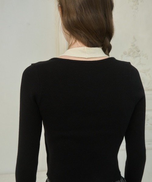Birthday room(バースデイルーム)の「ホルターネックレースアップニット/ Halter-neck lace-up knit top(ニット/セーター・レディース・ブラック/グレー・FREE)」の6枚目の写真