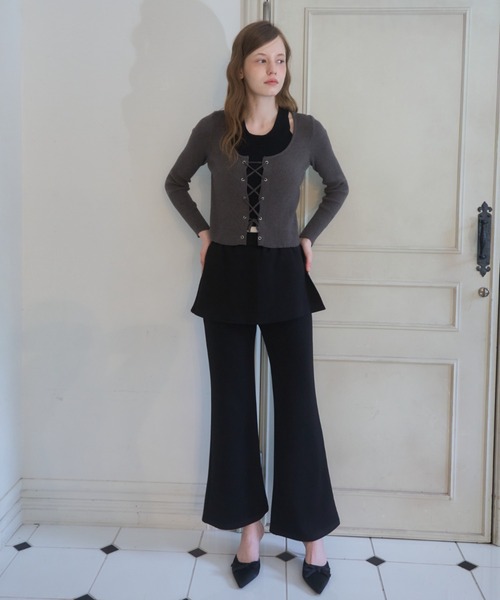Birthday room(バースデイルーム)の「ホルターネックレースアップニット/ Halter-neck lace-up knit top(ニット/セーター・レディース・ブラック/グレー・FREE)」の11枚目の写真
