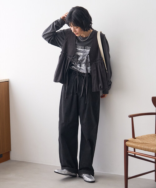 FREAK'S STORE(フリークスストア)の「RED KAP × FREAK'S STORE/レッドキャップ 別注 コーデュロイ 裾バルーンリボンベスト(ベスト・レディース・ワインレッド/ナチュラル/チャコールグレー・フリ-)」の18枚目の写真