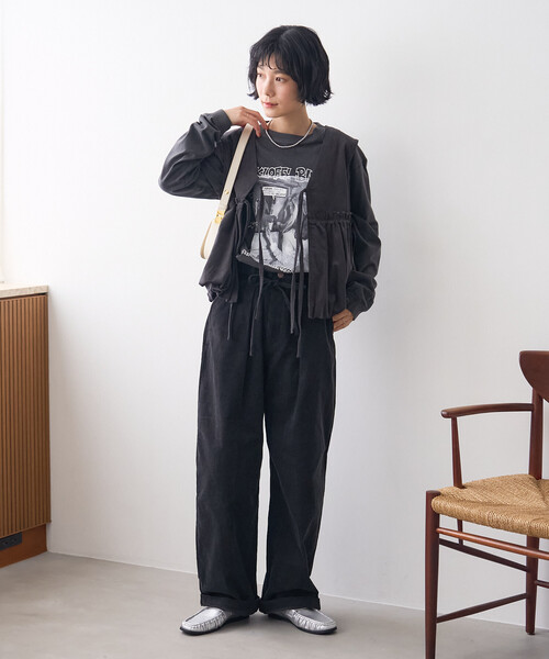 FREAK'S STORE(フリークスストア)の「RED KAP × FREAK'S STORE/レッドキャップ 別注 コーデュロイ 裾バルーンリボンベスト(ベスト・レディース・ワインレッド/ナチュラル/チャコールグレー・フリ-)」の19枚目の写真