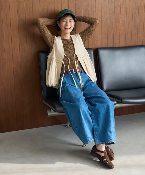 FREAK'S STORE(フリークスストア)の「RED KAP × FREAK'S STORE/レッドキャップ 別注 コーデュロイ 裾バルーンリボンベスト(ベスト・レディース・ワインレッド/ナチュラル/チャコールグレー・フリ-)」の5枚目の写真