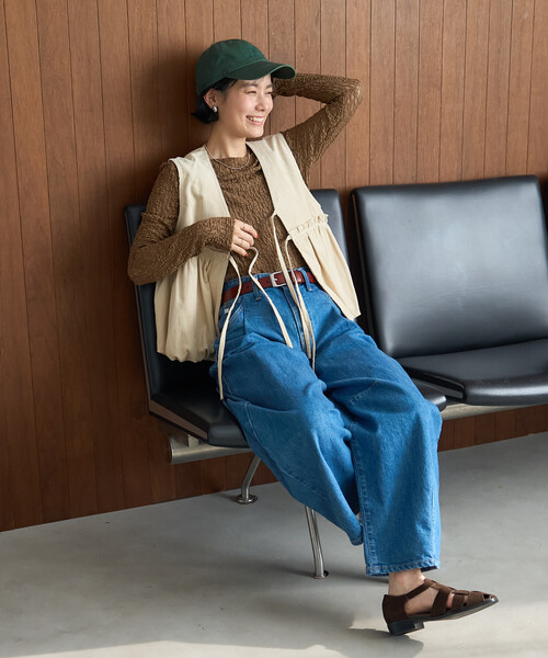 FREAK'S STORE(フリークスストア)の「RED KAP × FREAK'S STORE/レッドキャップ 別注 コーデュロイ 裾バルーンリボンベスト(ベスト・レディース・ワインレッド/ナチュラル/チャコールグレー・フリ-)」の6枚目の写真