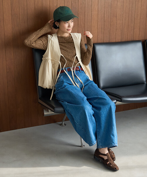 FREAK'S STORE(フリークスストア)の「RED KAP × FREAK'S STORE/レッドキャップ 別注 コーデュロイ 裾バルーンリボンベスト(ベスト・レディース・ワインレッド/ナチュラル/チャコールグレー・フリ-)」の9枚目の写真