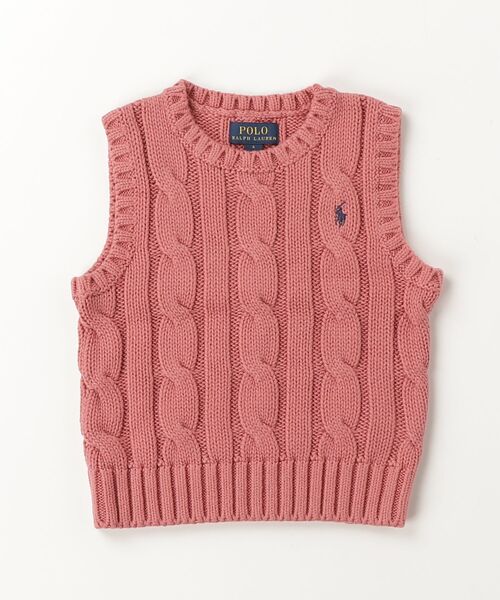 POLO RALPH LAUREN CHILDRENSWEAR（ポロ ラルフ ローレン チルドレンズウェア）の「ケーブルニット コットン セーター ベスト（ベスト・キッズ・ピンク・6/4/3）」の3枚目の写真