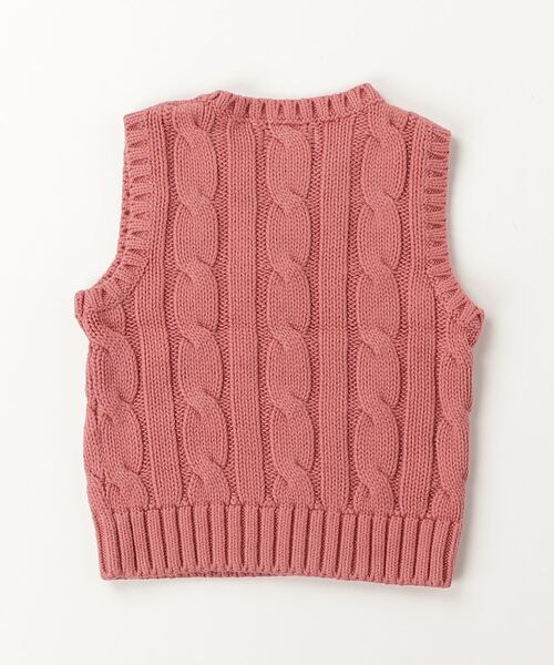 POLO RALPH LAUREN CHILDRENSWEAR（ポロ ラルフ ローレン チルドレンズウェア）の「ケーブルニット コットン セーター ベスト（ベスト・キッズ・ピンク・6/4/3）」の4枚目の写真