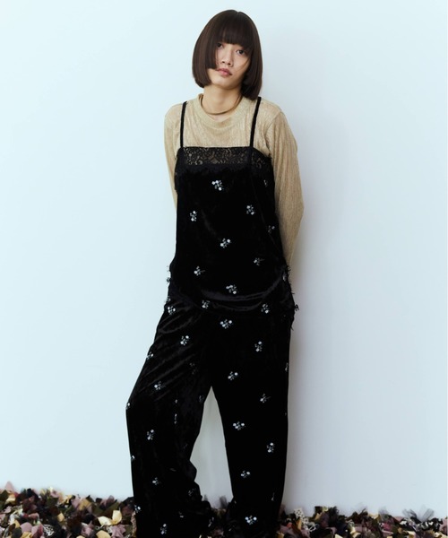 flaeu(フラユ)の「Flower Embroidery Velour Lace Cami(キャミソール・レディース・ブラック・FREE)」の13枚目の写真