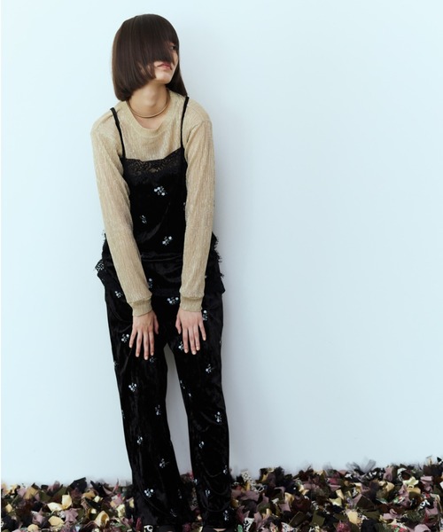 flaeu(フラユ)の「Flower Embroidery Velour Lace Cami(キャミソール・レディース・ブラック・FREE)」の14枚目の写真