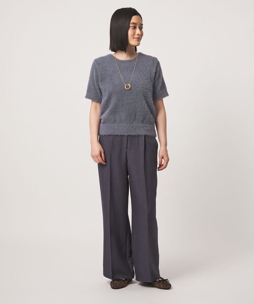 A DAY IN THE LIFE UNITED ARROWS(アデイインザライフユナイテッドアローズ)の「フェザー クルーネック ショートスリーブニット-ウォッシャブル- <A DAY IN THE LIFE>(ニット/セーター・レディース・ナチュラル/モカ/ダークグレー・FREE)」の5枚目の写真