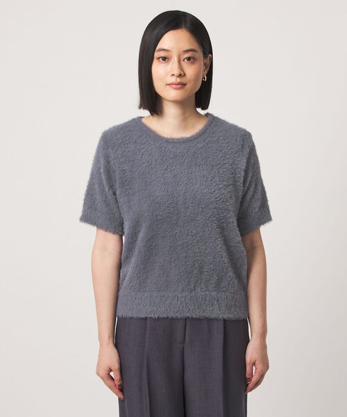 A DAY IN THE LIFE UNITED ARROWS(アデイインザライフユナイテッドアローズ)の「フェザー クルーネック ショートスリーブニット-ウォッシャブル- <A DAY IN THE LIFE>(ニット/セーター・レディース・ナチュラル/モカ/ダークグレー・FREE)」の8枚目の写真