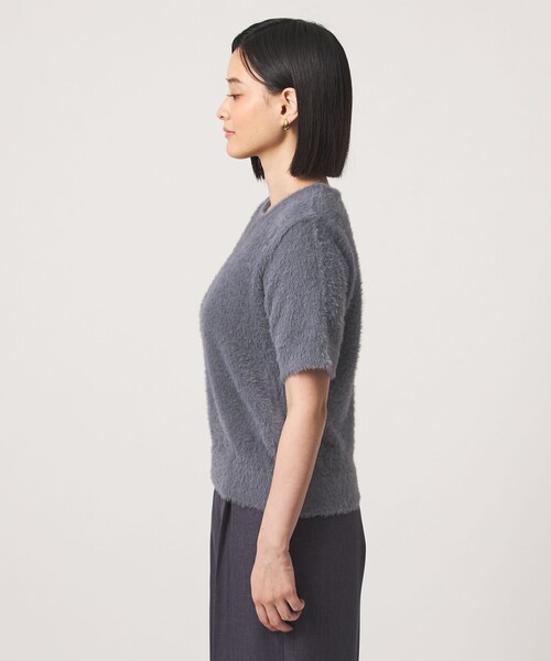 A DAY IN THE LIFE UNITED ARROWS(アデイインザライフユナイテッドアローズ)の「フェザー クルーネック ショートスリーブニット-ウォッシャブル- <A DAY IN THE LIFE>(ニット/セーター・レディース・ナチュラル/モカ/ダークグレー・FREE)」の9枚目の写真