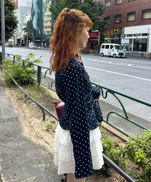 CIAOPANIC（チャオパニック）の「ドット柄スタンドネックベルトシャツジャケット（シャツ/ブラウス・レディース・ネイビー/グレー/ピンク・ONE SIZE）」の16枚目の写真