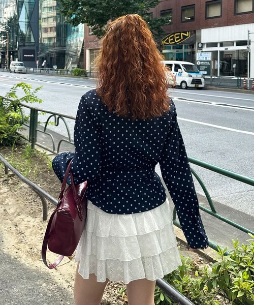CIAOPANIC（チャオパニック）の「ドット柄スタンドネックベルトシャツジャケット（シャツ/ブラウス・レディース・ネイビー/グレー/ピンク・ONE SIZE）」の17枚目の写真