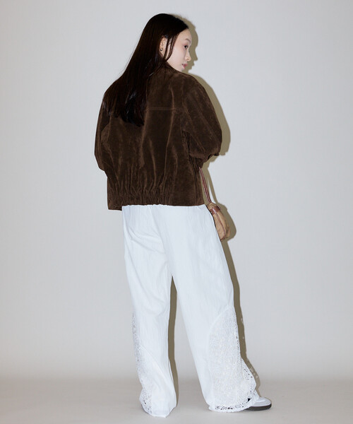 PUBLUX(パブリュクス)の「PUBLUX/パブリュクス レース アーチ 切替 イージーパンツ 限定展開(スウェットパンツ・レディース・オフホワイト/ブラック・フリ-)」の11枚目の写真