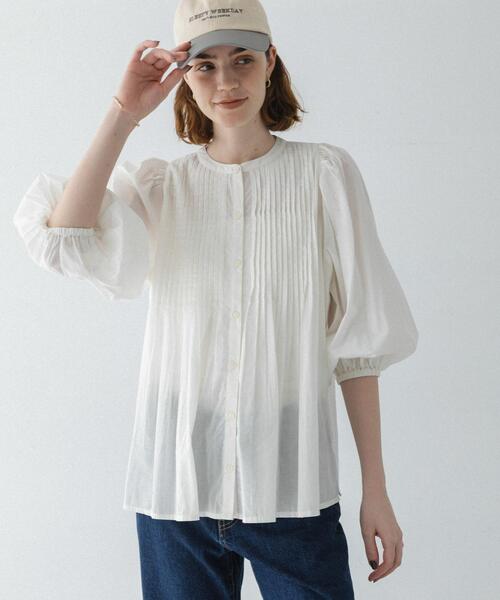 URBAN RESEARCH Sonny Label(アーバンリサーチサニーレーベル)の「コットンピンタックブラウス(シャツ/ブラウス・レディース・ブラック/ピンク系その他/オフホワイト・FREE)」の1枚目の写真