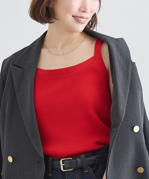 journal standard L'essage(ジャーナルスタンダードレサージュ)の「CASHWOOLエクストラファインメリノ キャミソール(ニット/セーター・レディース・チャコールグレー/レッド/ブラウン・FREE)」の3枚目の写真