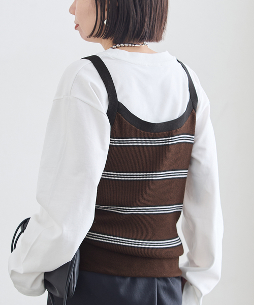 journal standard L'essage(ジャーナルスタンダードレサージュ)の「CASHWOOLエクストラファインメリノ キャミソール(ニット/セーター・レディース・チャコールグレー/レッド/ブラウン・FREE)」の14枚目の写真