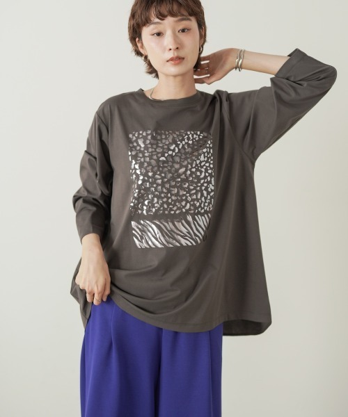 Bou Jeloud(ブージュルード)の「レイヤードレオパチュニック(チュニック・レディース・オフホワイト/チャコールグレー・FREE)」の20枚目の写真