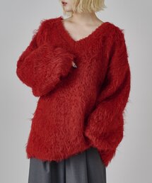 【mi-企画】Vネックシャギーオーバーニット