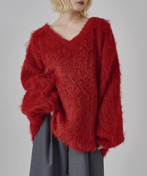 【mi-企画】Vネックシャギーオーバーニット