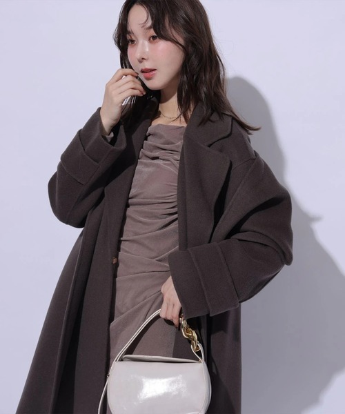 Mystrada(マイストラーダ)の「マフラー付きリバーロングコート(ダウンジャケット/コート・レディース・ダークブラウン/ピンクベージュ/モカ・36/38)」の5枚目の写真