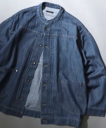 Light-Ounce Denim Collarless Jacket / ライトオンス デニム ノーカラージャケット カバーオール ライトアウター メンズ レディース 秋冬 デニムジャケット Gジャン