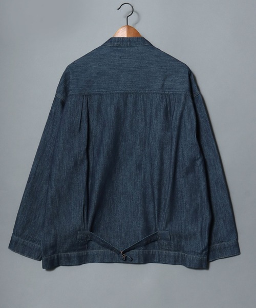 ANPAS(アンパス)の「Light-Ounce Denim Collarless Jacket / ライトオンス デニム ノーカラージャケット カバーオール ライトアウター メンズ レディース 秋冬 デニムジャケット Gジャン(ノーカラージャケット・メンズ・ネイビー/ブルー・L/M/LL)」の10枚目の写真
