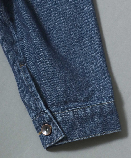 ANPAS(アンパス)の「Light-Ounce Denim Collarless Jacket / ライトオンス デニム ノーカラージャケット カバーオール ライトアウター メンズ レディース 秋冬 デニムジャケット Gジャン(ノーカラージャケット・メンズ・ネイビー/ブルー・L/M/LL)」の4枚目の写真