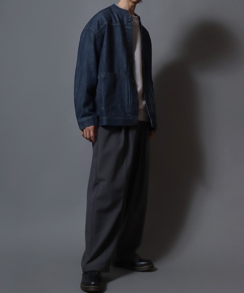 ANPAS(アンパス)の「Light-Ounce Denim Collarless Jacket / ライトオンス デニム ノーカラージャケット カバーオール ライトアウター メンズ レディース 秋冬 デニムジャケット Gジャン(ノーカラージャケット・メンズ・ネイビー/ブルー・L/M/LL)」の18枚目の写真