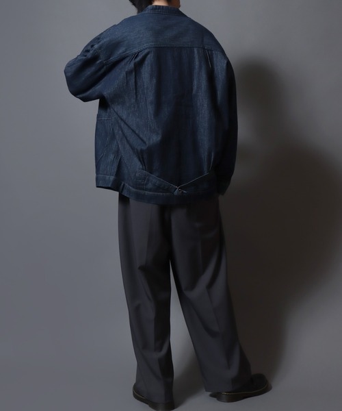 ANPAS(アンパス)の「Light-Ounce Denim Collarless Jacket / ライトオンス デニム ノーカラージャケット カバーオール ライトアウター メンズ レディース 秋冬 デニムジャケット Gジャン(ノーカラージャケット・メンズ・ネイビー/ブルー・L/M/LL)」の21枚目の写真