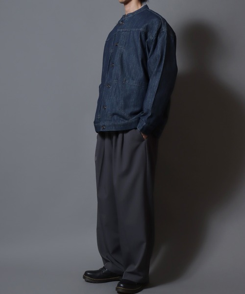 ANPAS(アンパス)の「Light-Ounce Denim Collarless Jacket / ライトオンス デニム ノーカラージャケット カバーオール ライトアウター メンズ レディース 秋冬 デニムジャケット Gジャン(ノーカラージャケット・メンズ・ネイビー/ブルー・L/M/LL)」の20枚目の写真