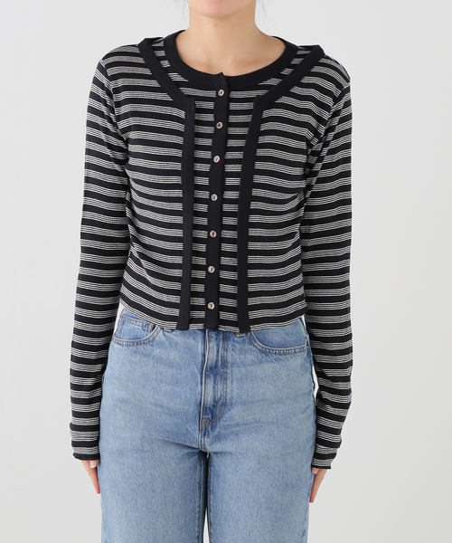 OUTDOOR PRODUCTS（アウトドアプロダクツ）の「miller prib layer cardigan（Tシャツ/カットソー・レディース・ブラック/ブラック系その他/キャメル・FREE）」の2枚目の写真