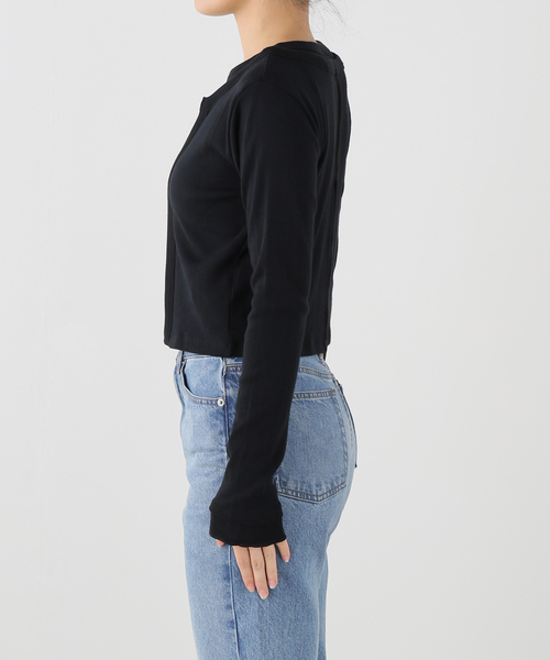 OUTDOOR PRODUCTS（アウトドアプロダクツ）の「miller prib layer cardigan（Tシャツ/カットソー・レディース・ブラック/ブラック系その他/キャメル・FREE）」の4枚目の写真