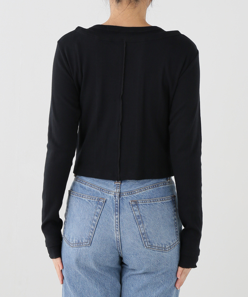 OUTDOOR PRODUCTS（アウトドアプロダクツ）の「miller prib layer cardigan（Tシャツ/カットソー・レディース・ブラック/ブラック系その他/キャメル・FREE）」の5枚目の写真