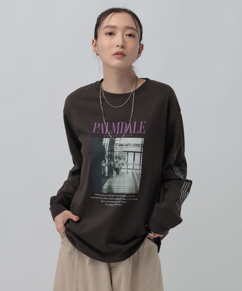 LEPSIM(レプシィム)の「アソートグラフィックロンT 1074957(Tシャツ/カットソー・レディース・ブラウン/オフホワイト/チャコールグレー・FREE)」の2枚目の写真